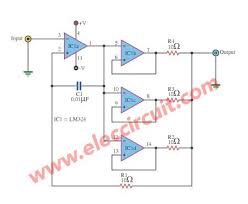 Lm324 Circuits How To Datasheet Pinout Eleccircuit Com Circuit Projects Amplifier Audio Amplifiers