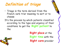 The attendess of the triage process typically are the project manager, development manager, test manager, build manager, and technical experts. Triage In Emergency Department Triage Waiting Room Team Leader Ppt Download