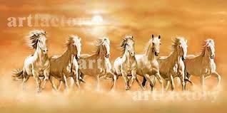 Vastu Running Seven Horse Painting Horse Canvas Painting Seven Horses Painting Horse Painting