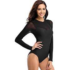 Sociala Women S Long Sleeve Mesh Swimsuits One Piece Swimming Suits Swimwear Click Image For More Details This Is Swimwear Mesh Swimsuits Women Long Sleeve