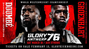 See doumbe defend his title against rival murthel groenhart at gloyr 77, january 30, ppv only. Cedric Doumbe Faces The Predator For Undisputed Welterweight Championship At Glory 76