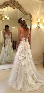 Vintage Country Spring Summer Lace Silk A Line Boho Backless Princess Wedding Dress Ideas Backless Wedding Dress Floor Length Wedding Dress Backless Wedding