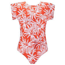 Tropical Print Swimsuit Us12 14 Orange C4188t83e3s