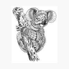 Koala bear and heart free printable coloring pages valentines day coloring page valentine coloring pages heart coloring pages cute and baby coloring pages of koalas. Adult Coloring Pages Koala Poster By Yuna26 Redbubble