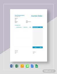 Insertion Order Template Word Doc Excel Google Docs Apple Mac Pages Google Sheets Apple Numbers Word Doc Templates Google Sheets