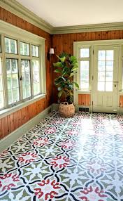 Linoleum tile flooring is most commonly found in bathrooms and kitchens. 25 Stenciled And Painted Floor Tiles