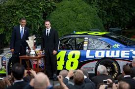 But everything at a nascar race after the green flag first drops represents the loudest spectator do yourself a favor and buy earplugs. Nascar Invades The White House Visits With President Obama The Final Lap Weekly