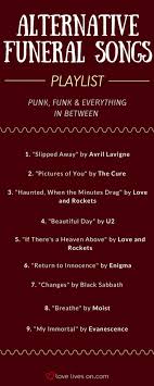 Begrabnislieder Die Ultimative Playlist Alternativer Begrabnislieder Klicken Sie Hier Um Zu Bildung Ideen Diy Alternative Songs Funeral Songs Funeral Music