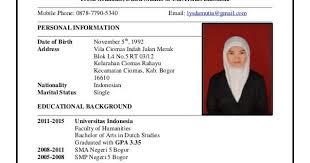 Contoh Cv Dalam Bahasa Inggris Yang Baik Dan Benar Best Resume Examples