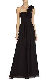 Black Silk Chiffon Patricia One Shoulder Dress Sil6y760 Bcbg Dresses Gowns Strapless Dress Formal