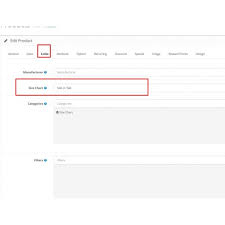 opencart custom size chart