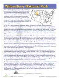 Yellowstone national park is a supervolcano located in the western united. Yellowstone National Park Facts Worksheet Education Com