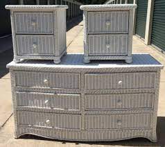 Five piece bedroom set furniture white wicker henry link. White Wicker Bedroom Furniture Dresser And 2 Nightstands For All For Sale In Gainesville Florida Classified Americanlisted Com