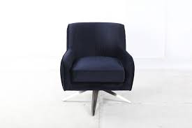 The cushioned seat provides extra comfort while seated, and the tufted back allows you to relax against clouds. Velvet Navy Blue Francesca Swivel Chair