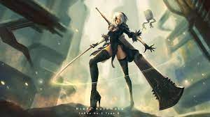 Blue eyes, girl, long hair, nier: Nier Automata 2b Wallpapers Wallpaper Cave