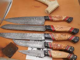 Types of kitchen knives (i.redd.it). 5 Pc Damascus Multi Colored Kitchen Knife Set With Mosaic Etsy Kitchen Knives Knife Set Kitchen Damascus Kitchen Knives