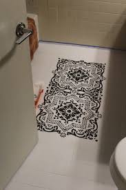 White Stenciled Bathroom Floor