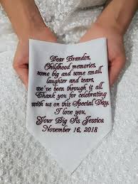 Brother Of The Bride Gift From Sister Personalized Embroidered Etsy Brother Wedding Gifts Bride Gifts Custom Handkerchief