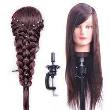 Hairealm 26 Mannequin Head Hair Styling Training Head Manikin Cosmetology Doll Head Synthetic Fiber Hair Table Clamp Stand Includeds Hair Styles Head Hair Hair