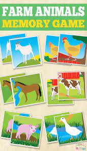 Printable Farm Animals Memory Game Farm Animals Preschool Farm Animals Activities Animal Activities For Kids