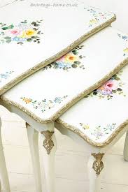 Vintage Home Shop Pretty Hand Painted Floral Vintage Nest Of Tables Www Vintage Hom Vintage Painted Furniture Vintage Style Furniture Painted Nesting Tables