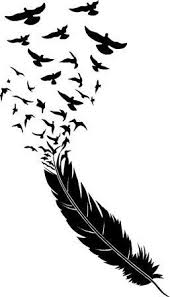 Bird Feather Clipart Black And White Feather Blowing Birds Flying Wall Art Art Birds Blowing Feather Flying Wall Feather Wall Art Animal Wall Art Silhouette Art