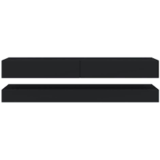 Cet ensemble de meuble tv comprend : Selsey Hylia Meuble Tv Suspendu Meuble De Salon Mural Noir Mat Noir Brillant 140 Cm