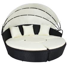 Tectake Chaise Longue Bain De Soleil Meuble Salon De Jardin En Poly Rotin Canape De Jardin Rond Transat Avec Pa Chaise Longue Mobilier De Salon Mobilier Jardin