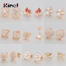 Kinel 2020 New Trendy Jewelry Gold Stud Earring Round Cubic Zirconia Crystal Earrings For Women 10 Different Styles Stud Earrings Aliexpress A unique gold ring for women looks great with everything!