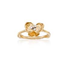 Michael Aram Orchid Gold Flower Ring Diamond Accents Size 7 Gold Orchid Gold Flower Ring Yellow Gold Jewelry