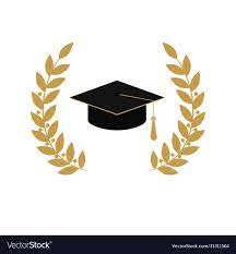 Gold Emblem Class On White Background Graduate Hat And Laurel Wreath Vector Illustration Download A F Graduation Art Gold Wallpaper Iphone Graduation Crafts