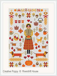 Perfect for beginners or experts! Riverdrift House Mini Autumn Sampler Cross Stitch Pattern
