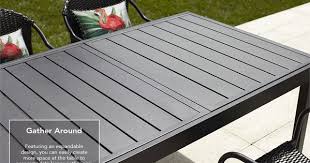 Garden Treasures Pelham Bay Rectangle Extendable Outdoor Dining Table 61 In W X 37 In L Lowes Com Outdoor Dinning Table Outdoor Dining Table Rectangle Dining Table
