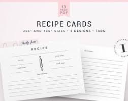 Printable Recipe Card Printable Recipes Recipe Binder Etsy Printable Recipe Cards Recipe Cards Recipe Cards Template