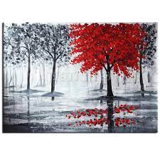 Large Modern Abstract Red Black Tree Hand Paint Oil Paintings Canvas Art Decor Canvas Art Decor Canvas Art Painting Art Painting Oil