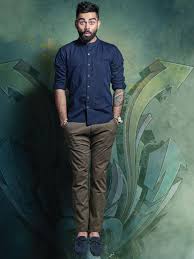 Wrogn Men S Navy Blue Slim Fit Solid Casual Shirt Viratkohli Celebritylook Casual Wear For Men Formal Men Outfit Shirt Outfit Men