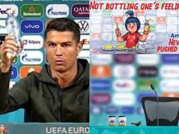 The early stages of euro 2020 were dominated by ronaldo's decision to move a pair of coca cola bottles and endorse fans to drink water instead during a portugal press conference. Mhylnygc0i9l8m