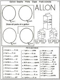 Measurement Gallons Quarts Pints Cups Fluid Ounces Worksheets