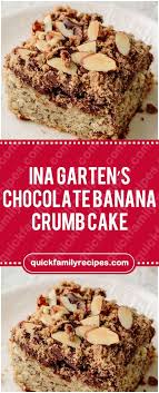 She also used a cream cheese frosting for this cake which is also delicious. Ina Garten S Chocolate Banana Crumb Cake Chocolate Banana Crumb Cake Easyrecipe Delicious Foodlover Hom Banana Crumb Cake Chocolate Banana Easy Puddings