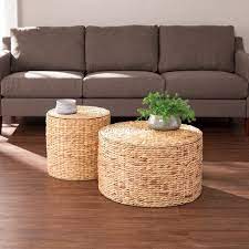 Hot sale products natural water hyacinth coffee table made in vietnam. 2pc Salita Round Water Hyacinth Storage Tables Natural Aiden Lane Target