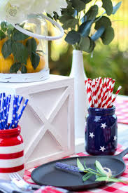 A white ceiling and trimwork brighten the look, making the small room feel slightly taller and more open. Beautiful Red White And Blue Table Decorations For July 4th