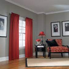 Shop Allen Roth Lincolnshire 95 In L Solid Red Rod Pocket Curtain Panel At Lowe S Living Room Red Red Curtains Living Room Grey Curtains Living Room