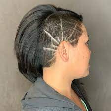 Sun Inspired Side Shave Design On This Rainy Day Come On Mother Nature Enough Already Gi Shaved Side Hairstyles Side Shave Design Shaved Hair Designs