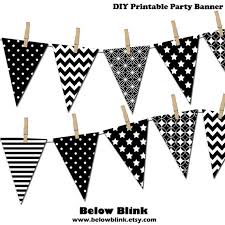 Black And White Banner Clipart Black And White Banner Printable Party Banner Happy Birthday Etsy Birthday Pennant Banner Party Printables Happy Birthday Banner Printable