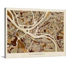 Greatbigcanvas 40 In X 30 In Pittsburgh Pennsylvania Street Map By Michael Tompsett Canvas Wall Art 2288700 24 40x30 The Home Depot Canvas Wall Art Map Canvas Art Street Map