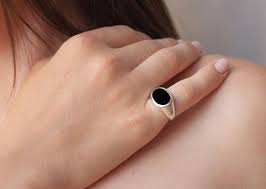 Black And Silver Ring Ladies Black Gemstone Ring Round Onyx Ring Oval Onyx Ring Oval Signet Ring Silver Onyx Ring Silver Gemstone Ring Silver Onyx Ring Silver Signet Ring Pinky Ring