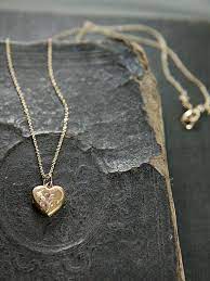 Tiny Heart Locket Necklace 14k Gold Filled Vintage Flower Engraved Pendant Mini Blossom Heart Locket Necklace Heart Locket Gold Heart Locket