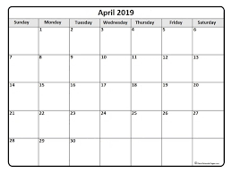 April 2019 Calendar Printable Templates April April2019 April2019calendar Printa Monthly Calendar Printable Calendar 2019 Printable Printable Calendar July