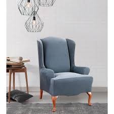 Shop for surefit wingback recliner slipcover online at target. Sure Fit Stretch Stripe Wing Chair Slipcover On Sale Overstock 2986943