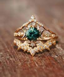 Ooak Bi Colour Sapphire Wandering Star Ring Gemstone Wedding Rings Boho Engagement Ring Wedding Rings Unique